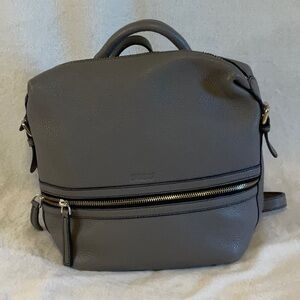 SUSU taupe leather convertible backpack with gold accents. Super cute!!